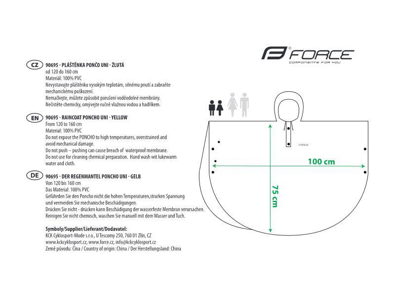FORCE poncho - pláštěnka modrá XS - M