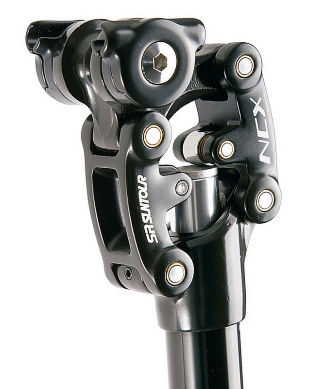 SUNTOUR NCX - odpružená sedlovka s neoprenovou krytkou čepů