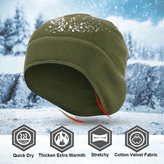 Lehká teplá fleecová čepice přes uši