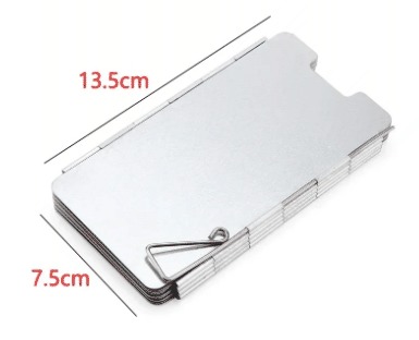 Skládací hliníkové závětří k cestovním vařičům