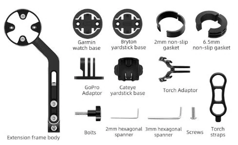 Předsazený kovový držák pro Garmin, Bryton, Cateye, GoPro