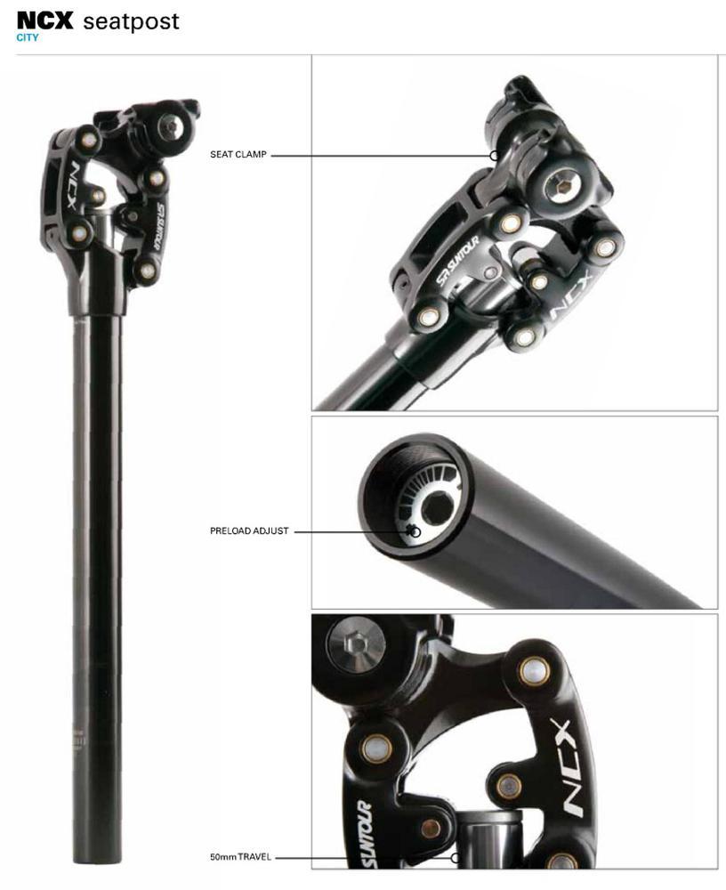 SUNTOUR NCX - odpružená sedlovka s neoprenovou krytkou čepů
