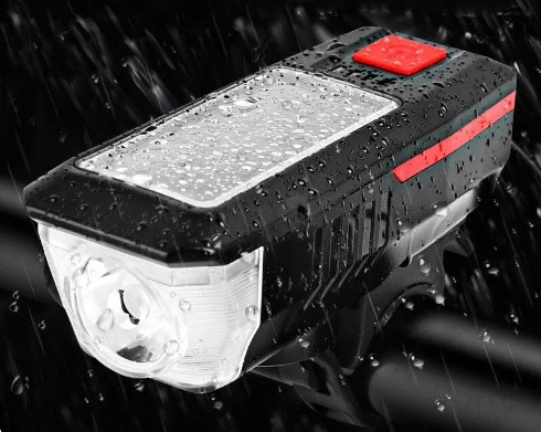 LED světlo s klaksonem a pomocným solárním nabíjením