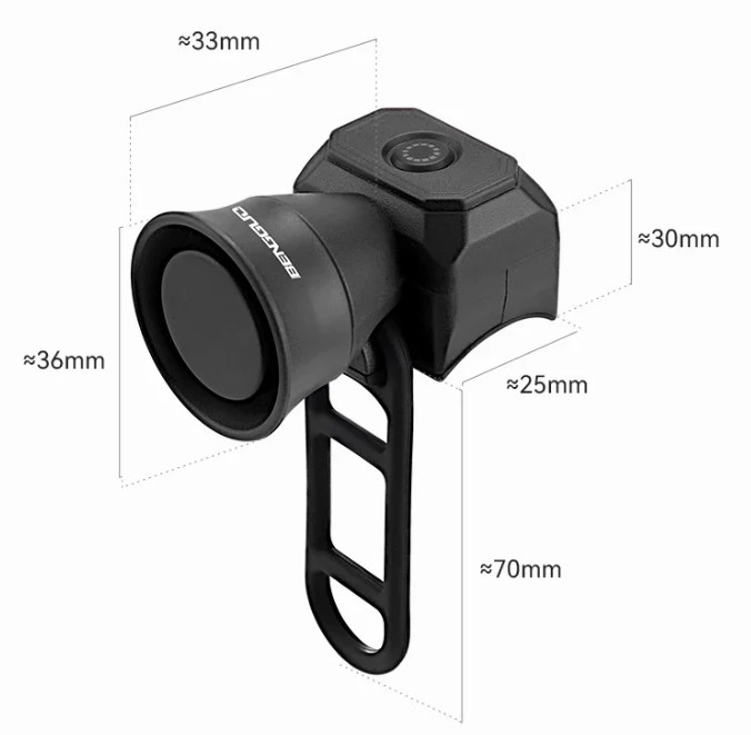 Silný piezoelektrický klakson na kolo s vestavnou baterií