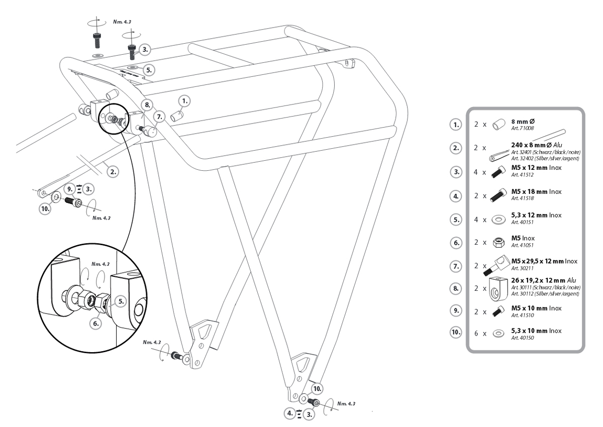 TUBUS Fat - zadní nosič pro fat biky