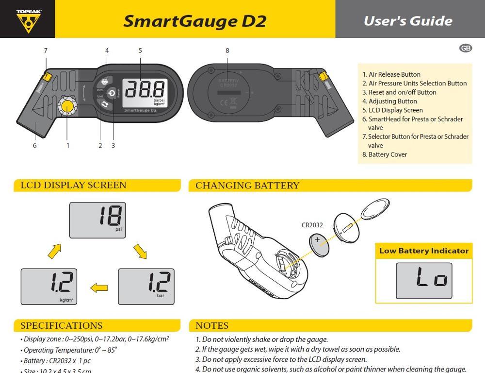 TOPEAK SmartGauge D2 - digitální manometr