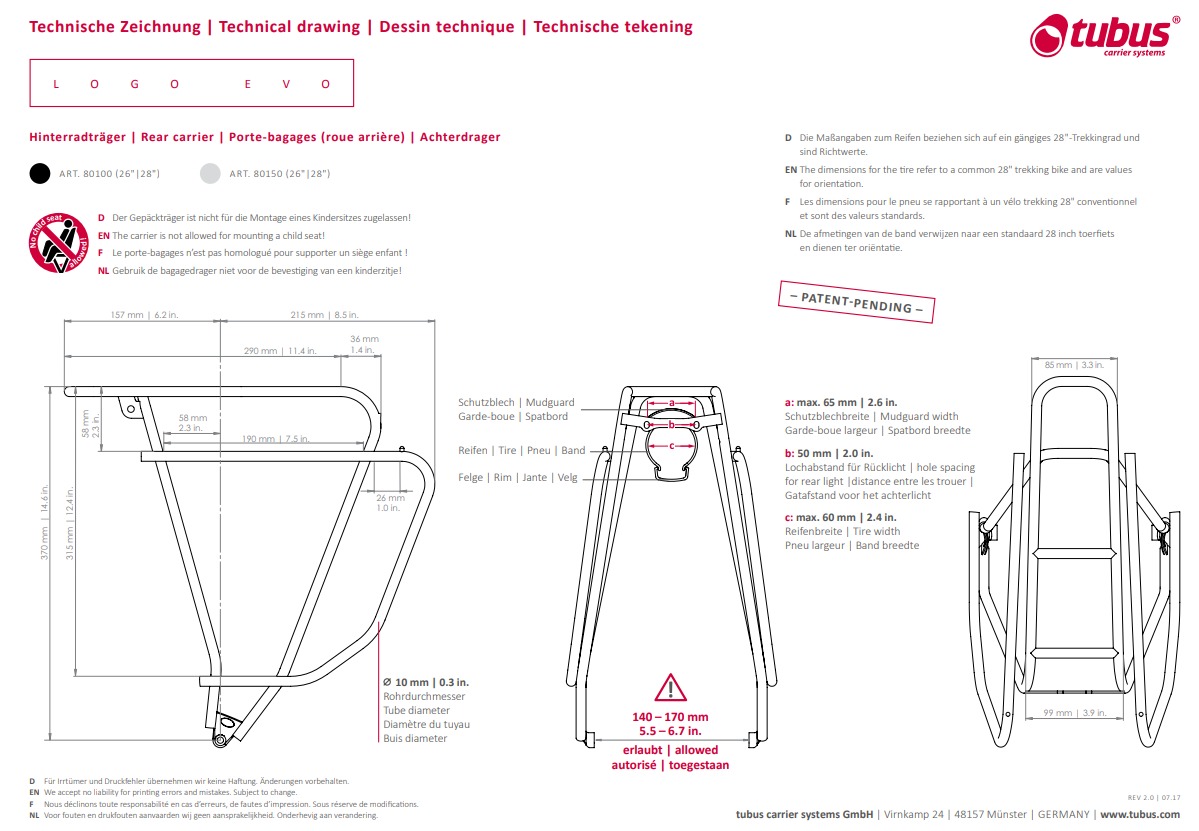 TUBUS Logo - zadní nosič